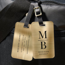 Elegante Bagagem Metálica Dourada Escovada Monogra
