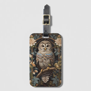 Etiqueta De Bagagem Elegante Barred Owl William Morris Inspirou