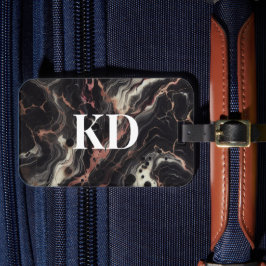 Etiqueta De Bagagem Elegante Black Marble Modern & Na moda Viagem