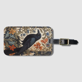 Etiqueta De Bagagem Elegante Black Raven William Morris Inspirou Flora