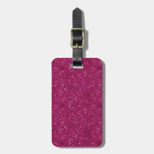 Etiqueta De Bagagem Elegante Brilho Rosa Quente Deslumbrante