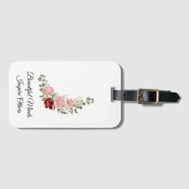 Etiqueta De Bagagem Elegante Buquê Floral com Citação Inspiradora