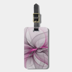 Etiqueta De Bagagem Elegante Caos Moderno, Abstrato, Arte Fractal Rosa