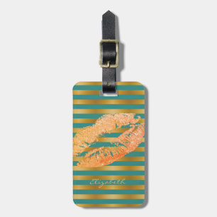Etiqueta De Bagagem Elegante Chique com Brilho - Lábios Personalizados