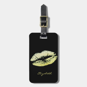 Etiqueta De Bagagem Elegante Chique com Brilho - Lábios Personalizados