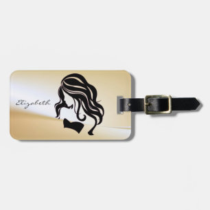 Etiqueta De Bagagem Elegante Chique com Estilo -Silhueta de Menina,Per