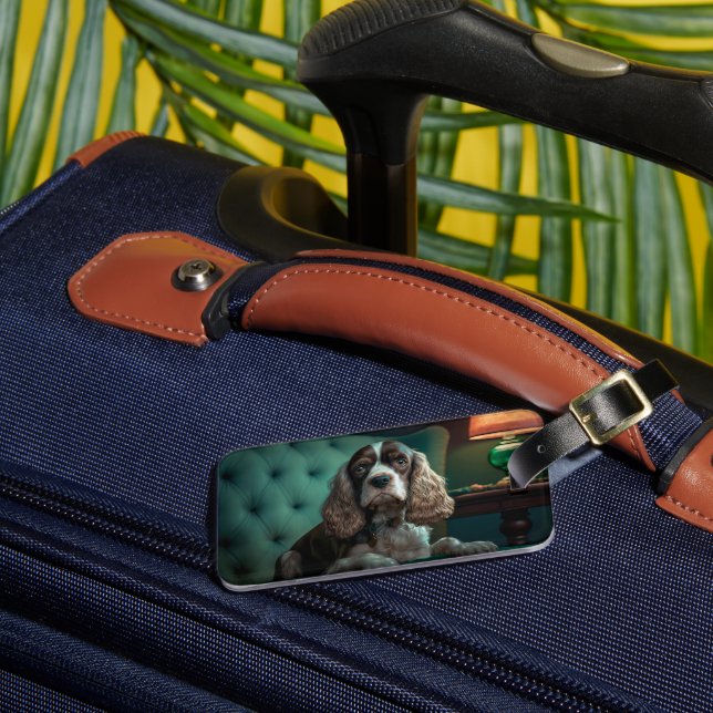 Etiqueta De Bagagem Elegante Cocker Spaniel Classic, Design (Frente Insitu 3)