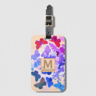 Etiqueta De Bagagem elegante conto de fadas da borboleta púrpura nome 