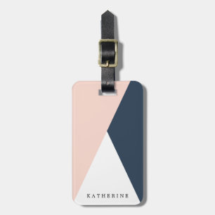 Etiqueta De Bagagem Elegante coram triângulos geométricos do rosa &