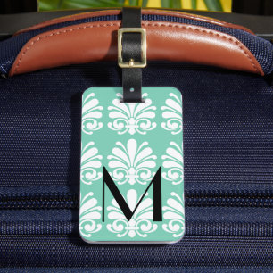Etiqueta De Bagagem Elegante Damask Shell Flourish Personalizado