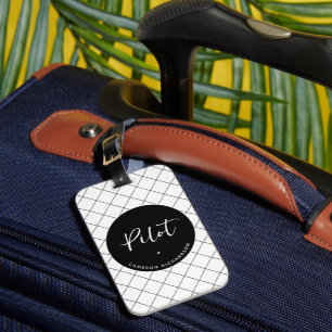 Etiqueta De Bagagem Elegante de Graduação da Escola de Aviação Piloto 