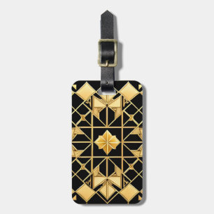 Etiqueta De Bagagem Elegante Design de Padrão Geométrico Dourado