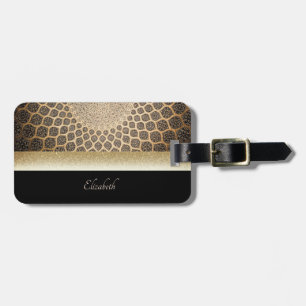 Etiqueta De Bagagem Elegante Dourada Glitter Arabesque - Personalizado