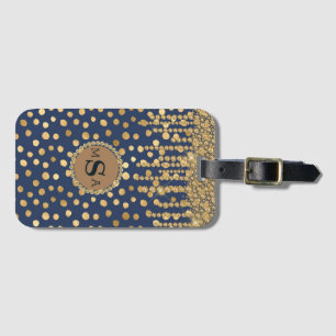 Etiqueta De Bagagem Elegante, Dourado e azul - Na moda de Grelha de Mo