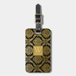 Etiqueta De Bagagem Elegante, Dourado e negro, Impressão personalizado
