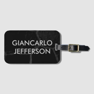 Etiqueta De Bagagem Elegante Estilo Minimalista de Pedra Negra
