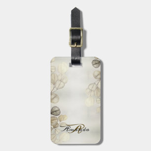 Etiqueta De Bagagem Elegante Eucalyptus Foliage Shiny Ouro de Aquarela