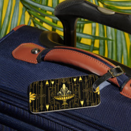 Etiqueta De Bagagem Elegante gatsby preto dourado