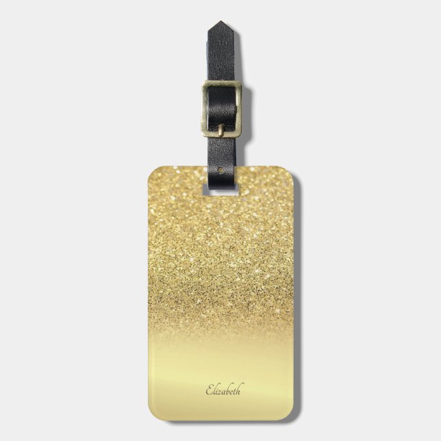 Etiqueta De Bagagem Elegante Glitter Bokeh Ombre - Personalizado (Frente Vertical)