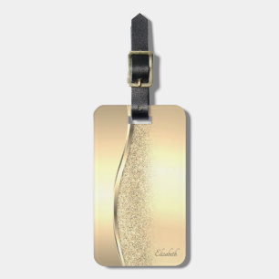 Etiqueta De Bagagem Elegante Glitter Dourado Bokeh na Moda