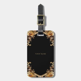 Etiqueta De Bagagem Elegante Identificador de Bagagem com Moldura Dour