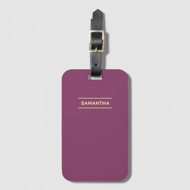 Etiqueta De Bagagem Elegante Mauve com Nome (Frente Vertical)