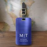 Etiqueta De Bagagem Elegante Metálico Bruto, Marinho, Azul<br><div class="desc">Eleve sua experiência de viagem com nossa Tag de bagagem monográfica clássica e moderna minimalista e elegante. Esse acessório meticulosamente projetado combina elegância de eterno com minimalismo contemporâneo, garantindo que sua bagagem se destaca com sofisticação. Feito com precisão e atenção aos detalhes, esta etiqueta de bagagem é mais do que...</div>