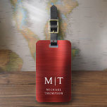 Etiqueta De Bagagem Elegante Metálico Bruto Monograma Vermelho<br><div class="desc">Eleve sua experiência de viagem com nossa Tag de bagagem monográfica clássica e moderna minimalista e elegante. Esse acessório meticulosamente projetado combina elegância de eterno com minimalismo contemporâneo, garantindo que sua bagagem se destaca com sofisticação. Feito com precisão e atenção aos detalhes, esta etiqueta de bagagem é mais do que...</div>