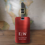 Etiqueta De Bagagem Elegante Metálico Bruto Monograma Vermelho<br><div class="desc">Apresentando nossa etiqueta de bagagem Elegante Metálica Bruta em Monograma: Eleve sua experiência de viagem com esse sofisticado acessório. Feito de material metálico escovado, essa etiqueta de bagagem exude elegância e estilo. O design do monograma acrescenta um toque personalizado, fazer é fácil identificar sua bagagem enquanto adiciona um toque de...</div>
