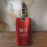 Etiqueta De Bagagem Elegante Metálico Bruto Monograma Vermelho<br><div class="desc">Eleve sua experiência de viagem com nossa Tag de bagagem monográfica clássica e moderna minimalista e elegante. Esse acessório meticulosamente projetado combina elegância de eterno com minimalismo contemporâneo, garantindo que sua bagagem se destaca com sofisticação. Feito com precisão e atenção aos detalhes, esta etiqueta de bagagem é mais do que...</div>