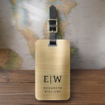 Etiqueta De Bagagem Elegante Metálico Dourado com Monograma Brutado<br><div class="desc">Apresentando nossa etiqueta de bagagem Elegante Metálica Bruta em Monograma: Eleve sua experiência de viagem com esse sofisticado acessório. Feito de material metálico escovado, essa etiqueta de bagagem exude elegância e estilo. O design do monograma acrescenta um toque personalizado, fazer é fácil identificar sua bagagem enquanto adiciona um toque de...</div>