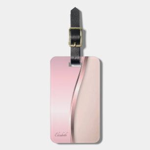 Etiqueta De Bagagem Elegante Metálico Moderno, Rosa