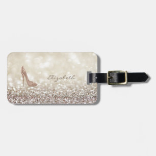 Etiqueta De Bagagem Elegante Moderno Feminino, Brilhante, Salto Alto