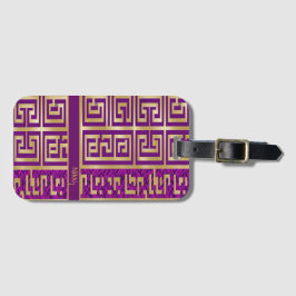 Etiqueta De Bagagem Elegante Moderno Roxo Real e Geométrico Dourado 