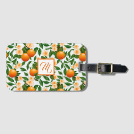Etiqueta De Bagagem Elegante Monograma de Flor de Citrino