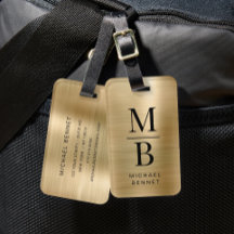 Elegante Monograma Dourado Metálico Escovado
