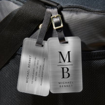 Elegante Monograma Prateado Metalizado Brilhante