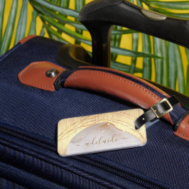 Etiqueta De Bagagem Elegante Monogramas Dourados, Com Pincelada, Perso