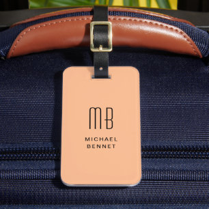Etiqueta De Bagagem Elegante Monogramm Peach