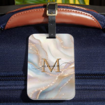 Elegante Ouro e Nácar Monograma Nome Personalizado