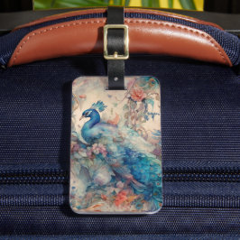 Etiqueta De Bagagem Elegante Peacock