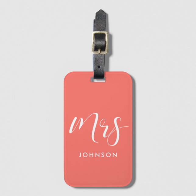 Etiqueta De Bagagem Elegante personalizado Sra (Frente Vertical)