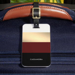 Etiqueta De Bagagem Elegante preto Dourado personalizado