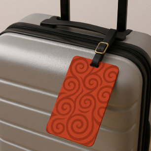 Etiqueta De Bagagem Elegante Red Swirls