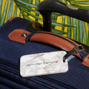 Etiqueta De Bagagem Elegante Rosa Dourado Marble Modelo Modern