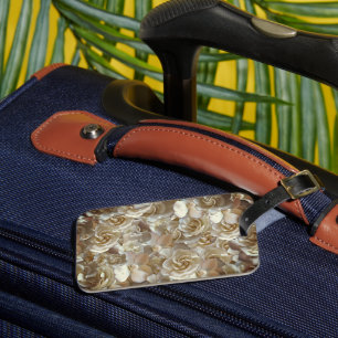 Etiqueta De Bagagem Elegante Rosa Floral Padrão Petal