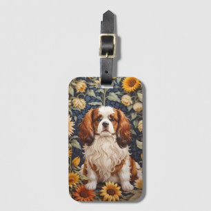 Etiqueta De Bagagem Elegante Sunflower Cavalier King Charles Spaniel