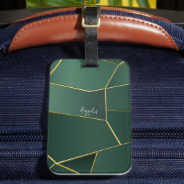 Etiqueta De Bagagem Elegante Verde Sage Assimétrico Geométrico
