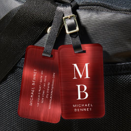 Etiqueta De Bagagem Elegante Vermelho Monogramado