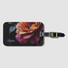 Etiqueta De Bagagem Elegante vintage peachy red floral boho